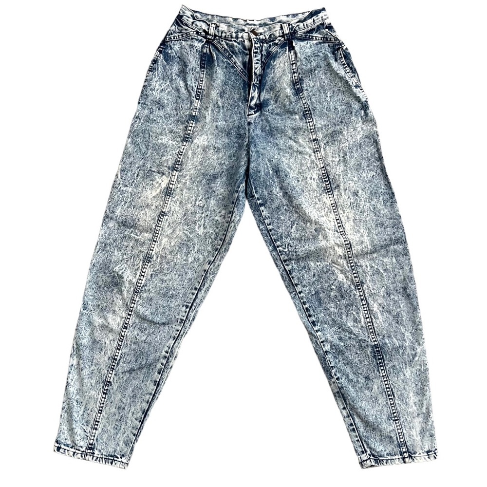 Vintage Cherokee Ultra High Waist Acid Wash Mom Jeans Relaxed Fit Tapered Ankle